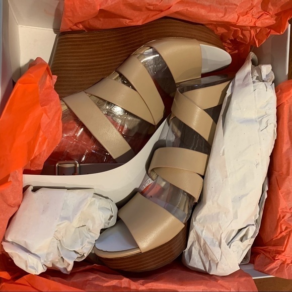 SOLE SOCIETY Leather Platform Wedges Sandals - Picture 7 of 10